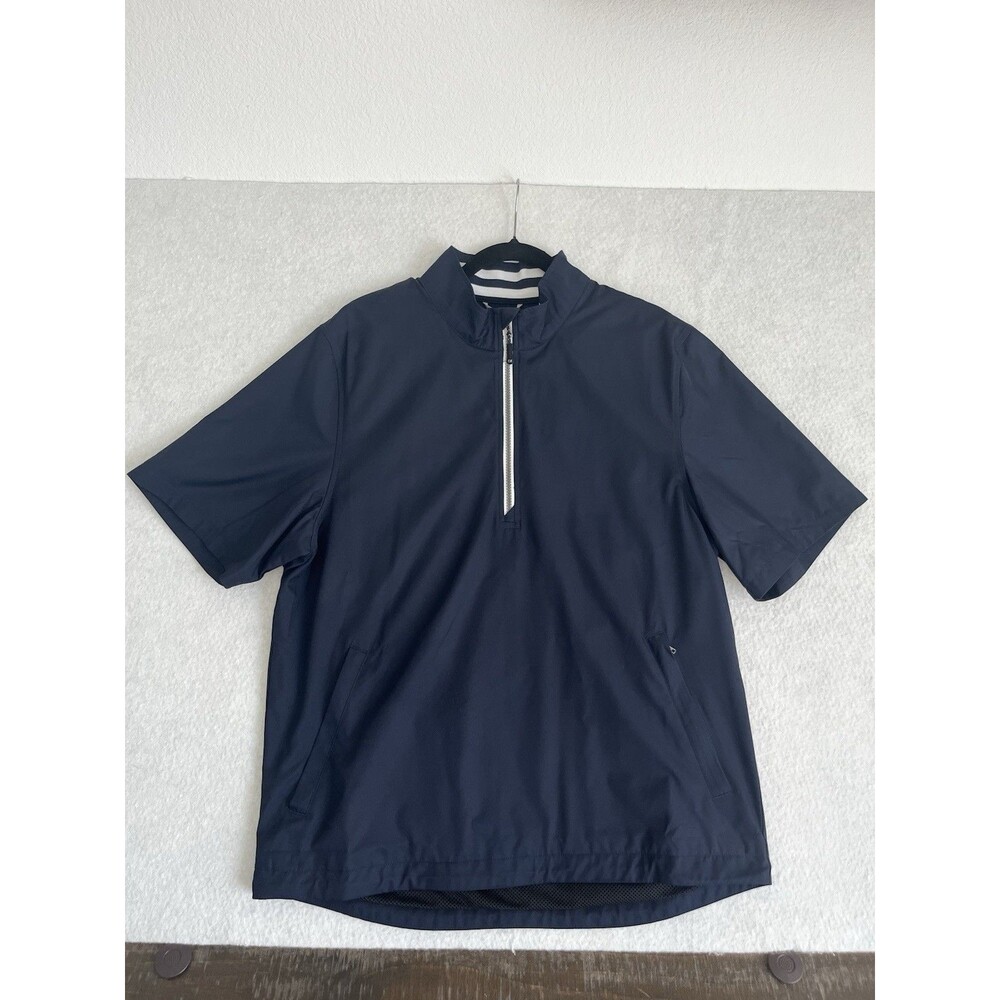 NWT Cutter & Buck Men's M Navy Quarter Zip Golf Vest T-shirt Pockets